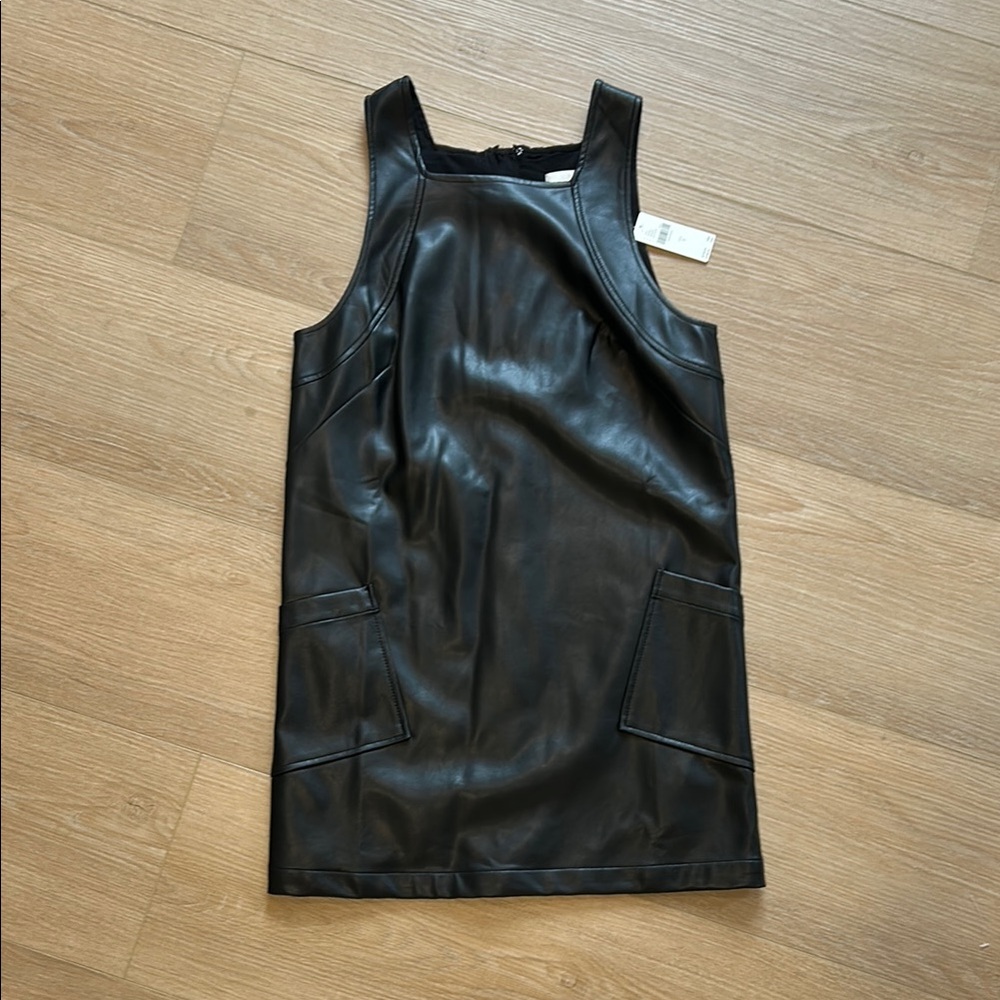 Anthropologie MAEVE Black Leather Sleeveless Dress